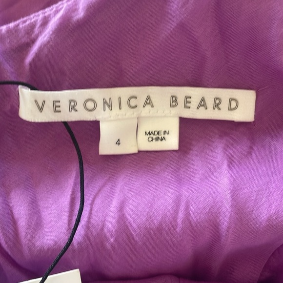 NWT Veronica Beard Beila Ruffles poplin Midi Orcid Dress Size 4 $598 Retail - Picture 4 of 5